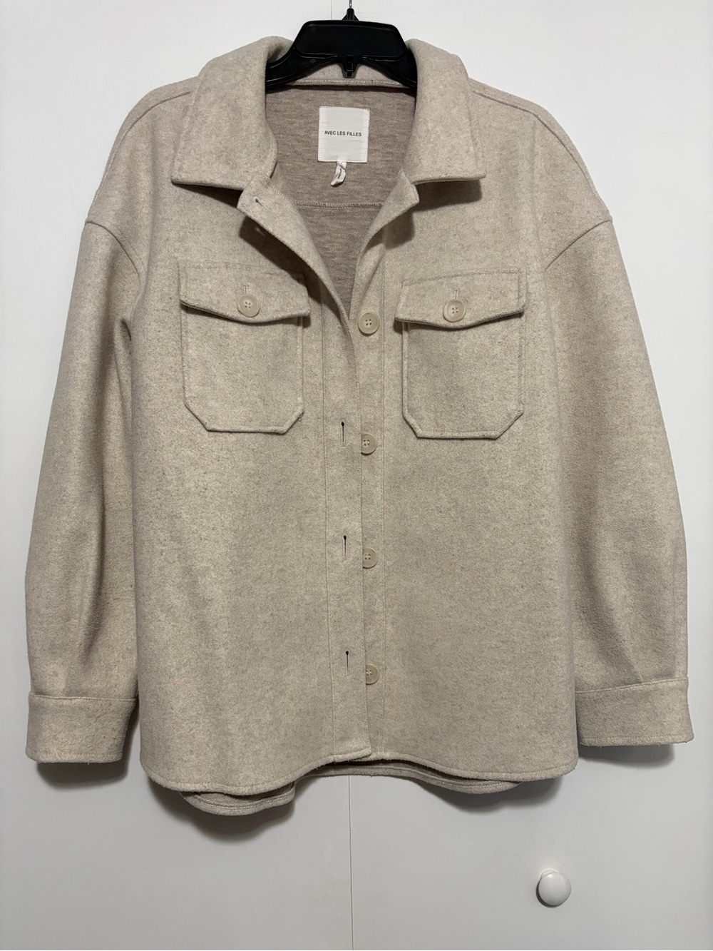 Avec Les Filles Light Gray Utility Shacket Jacket size Large